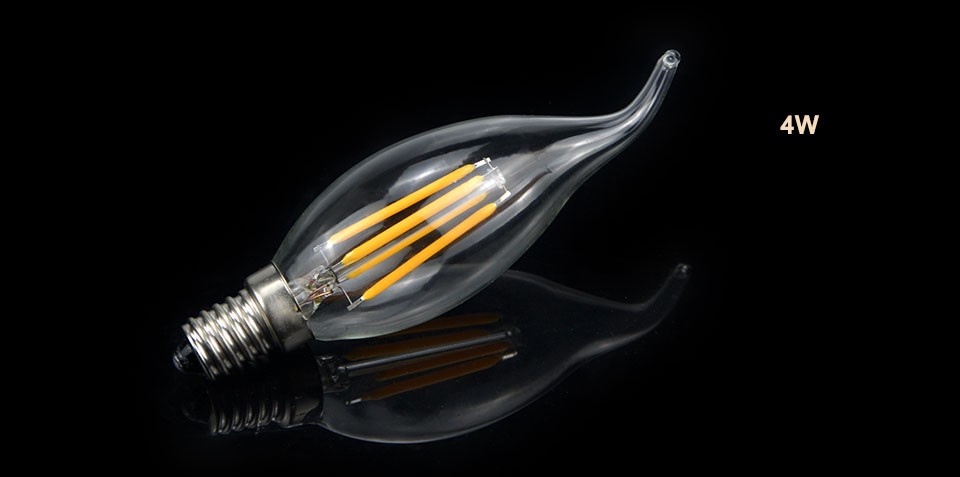 1Pcs Soft light Enough Watt AC110V 220V 2W 4W LED Filament Retro Edison Candle lamp E14 COB Eyesight Protection LED Glass Bulb