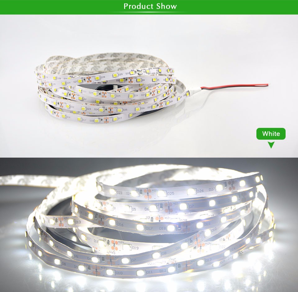 White Warm white DC 12V 5M 2835 3528 SMD not waterproof LED Strip light Flexible Neon Lamp Diode Luz Tiras Ruban Christmas