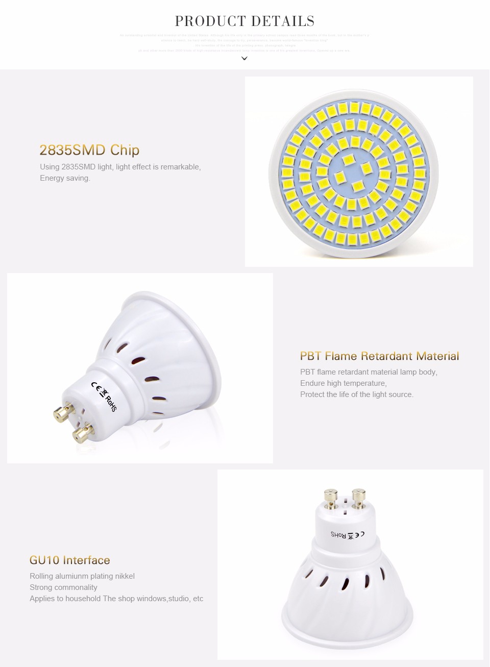 GU10 2835SMD 220V 240V LED Spotlight Lighting Bombillas Bulb 48 60 80 LEDs LED Lamp For Indoor Kitchen spot light