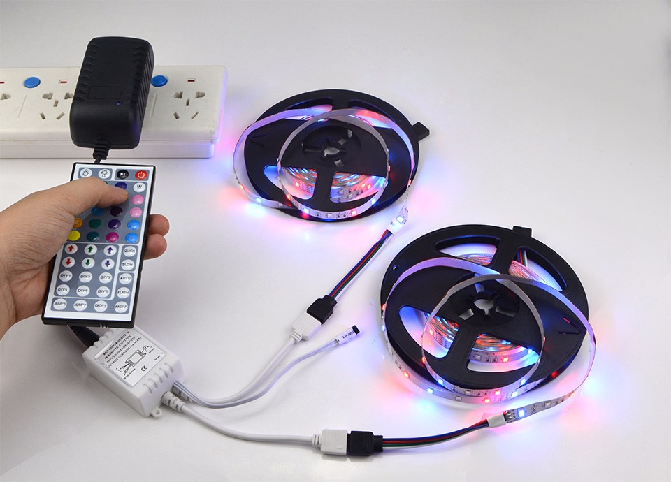 10M 5M SMD 2835 RGB LED Strip 60LEDs M 44Key IR Rmote Controller 12V 3A Power Adapter Flexible Decor light Tape Ribbon