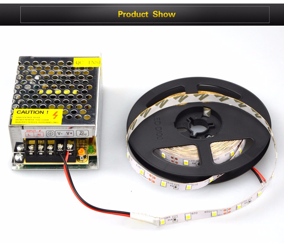 DC 12V 2A lighting Transformer LED Driver Switch Power supply Adapter 5M IP20 No waterproof warm white Led Strip Light 2835 SMD