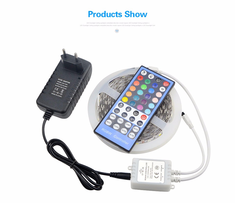 IP20 RGBW RGBWW SMD 5050 5M LED strip light Tape DC12V Flexible Ribbon lamp 60LEDs M 40key Controller 3A Power Supply Adapter