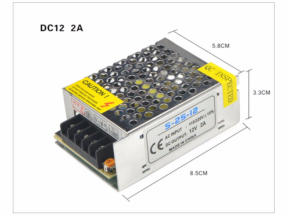 DC12V 2A lighting Transformers LED Driver Switch Power supply Adapter 5050 SMD IP20 IP65 waterproof DC 12V 5M LED Strip light