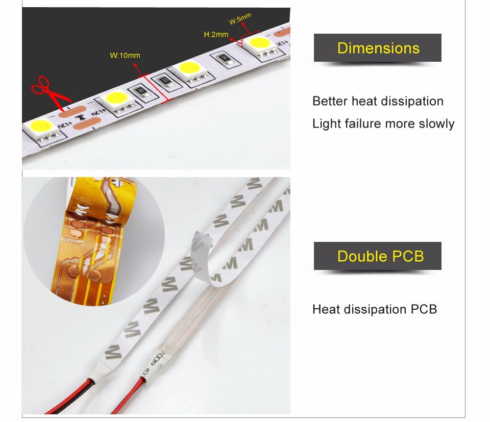 DC12V 2A lighting Transformers LED Driver Switch Power supply Adapter 5050 SMD IP20 IP65 waterproof DC 12V 5M LED Strip light