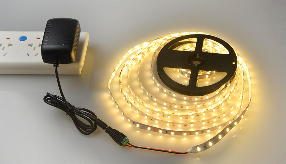 DC12V 5m 5630 SMD LED Strip light IP20 no waterproof Indoor Decorative lamp Flexible tape Lighting with 3A Power Supply adapter