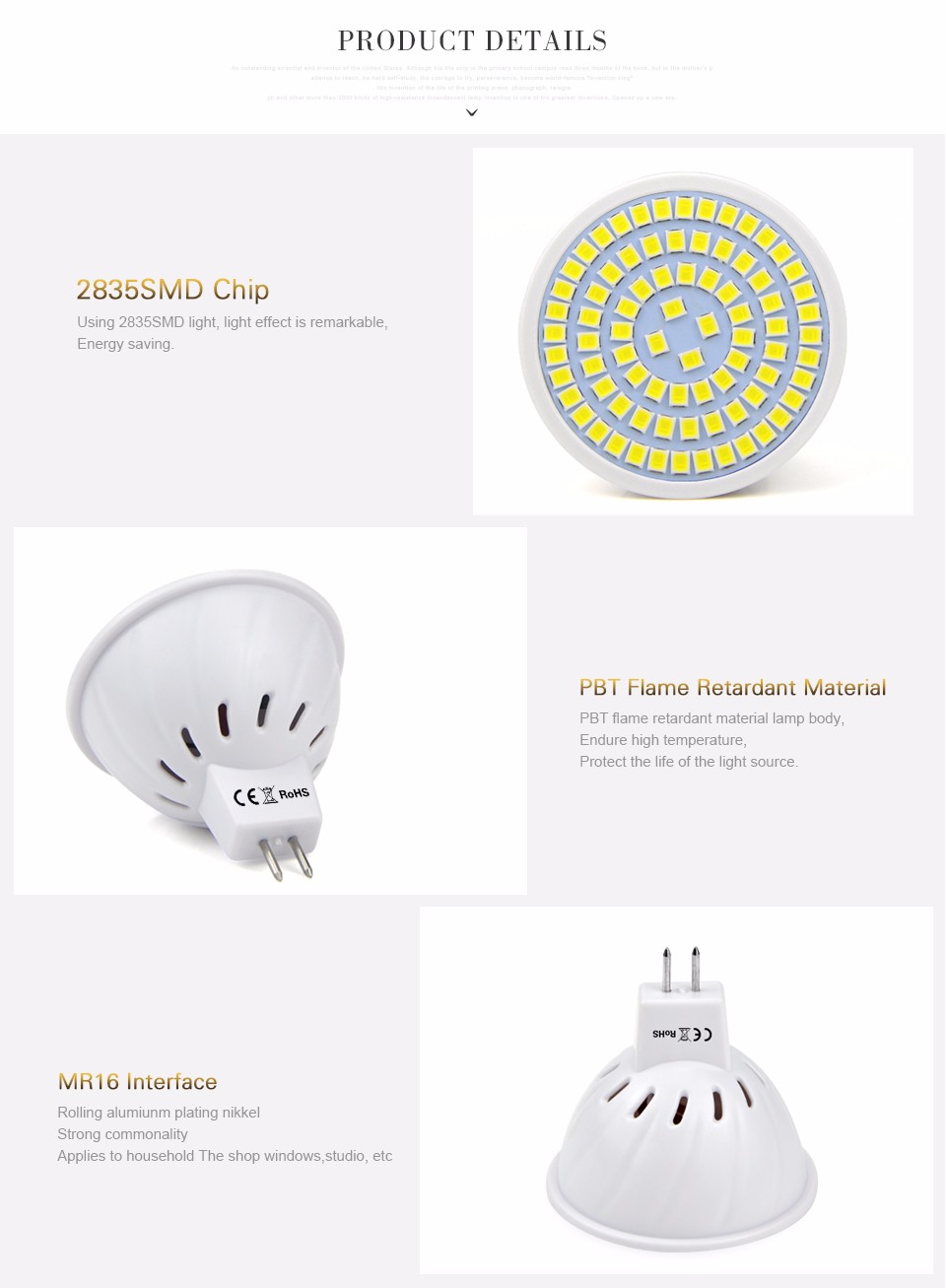 MR16 LED Spotlight 220V 240V Bombillas LED Bulb 48LEDs 60LEDs 80 LEDs 2835SMD LED Lamps spot light Indoor home lighting