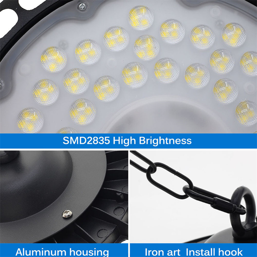 150W 200W LED High Bay Light Waterproof Ultra Thin Commercial Warehouse Bay Light for Garage Gym Shop Workshop Decor