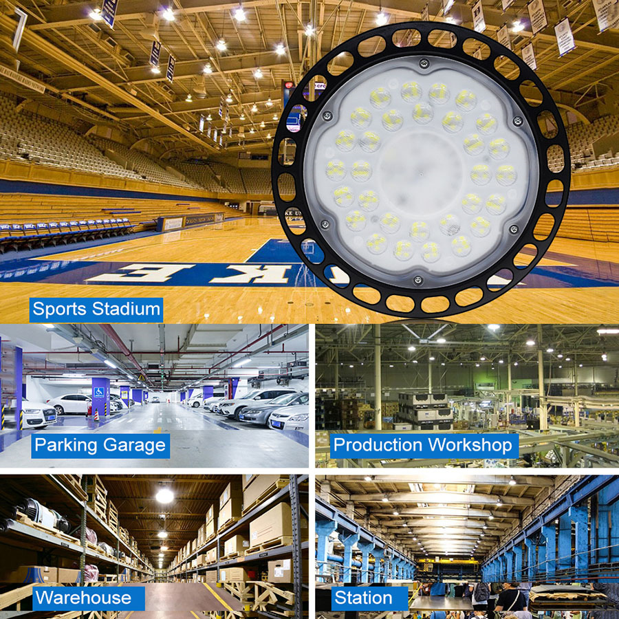 150W 200W LED High Bay Light Waterproof Ultra Thin Commercial Warehouse Bay Light for Garage Gym Shop Workshop Decor