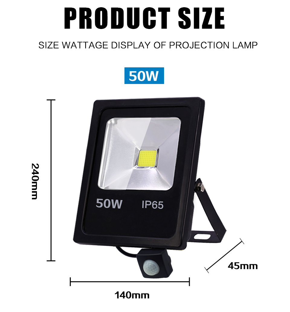 Led Flood Light 220V 50W 30W 10W Motion Sensor Reflector IP65 Waterproof Lighting Outdoor LED Spotlight Floodlight