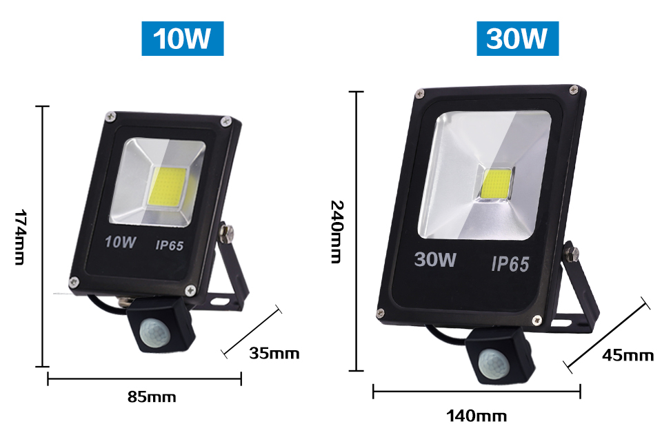 Led Flood Light 220V 50W 30W 10W Motion Sensor Reflector IP65 Waterproof Lighting Outdoor LED Spotlight Floodlight