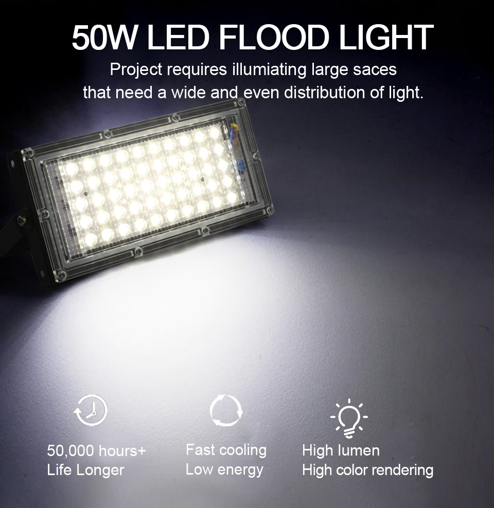 Led Flood Light 220V 50W 30W 10W Motion Sensor Reflector IP65 Waterproof Lighting Outdoor LED Spotlight Floodlight