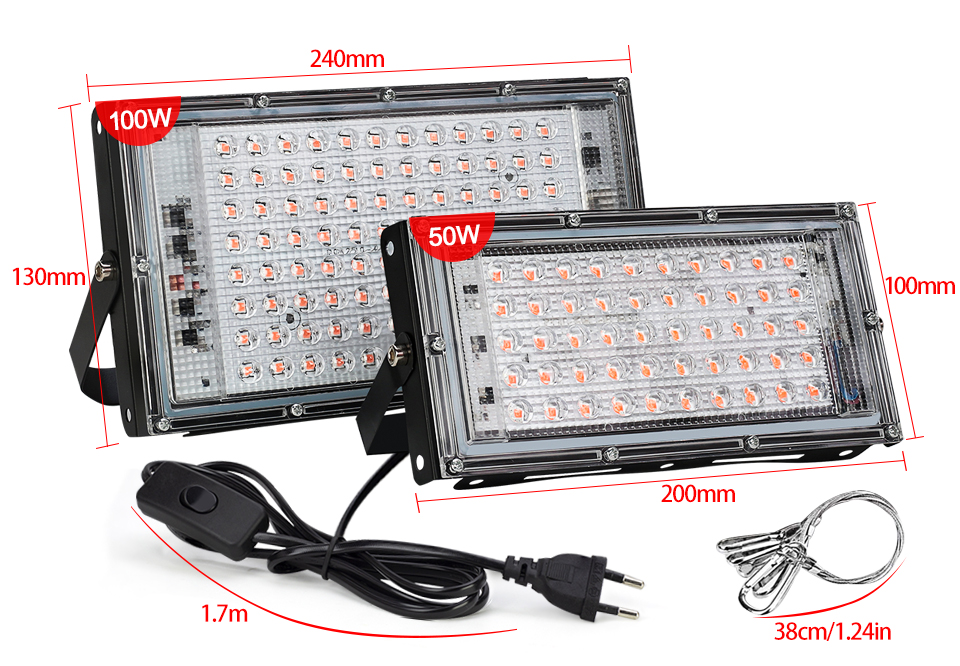 50W 100W 220V outdoor Led Floodlight Full Spectrum LED plant growth lamp Led Spotlight Projector Streetlight Led Grow light