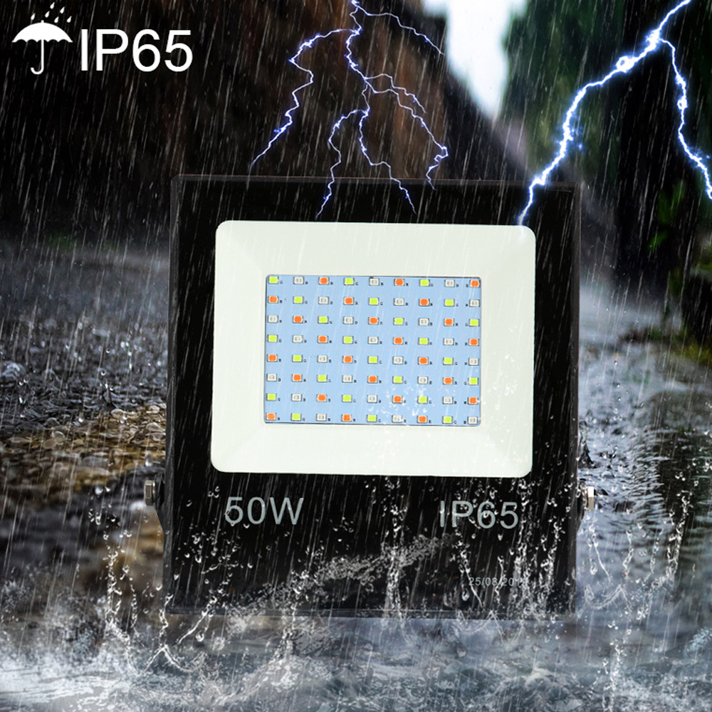 LED Floodlight 220V 240V 10W 30W 50W RGB 16 Colors Led Spotlight with Remote Control Outdoor Waterproof Reflector Garden Light