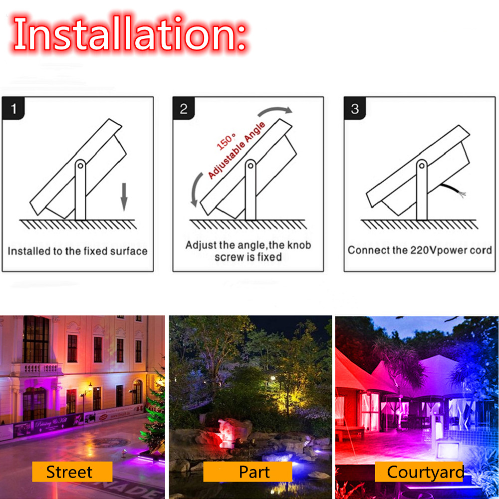 Led Flood Light IP65 Waterproof RGB Floodlight With Remote Control 50W 100W 150W LED Spotlight Garden Projector Outdoor Lighting