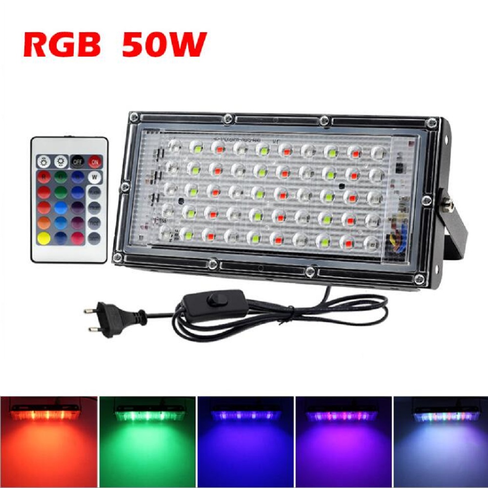 Led Flood Light IP65 Waterproof RGB Floodlight With Remote Control 50W 100W 150W LED Spotlight Garden Projector Outdoor Lighting