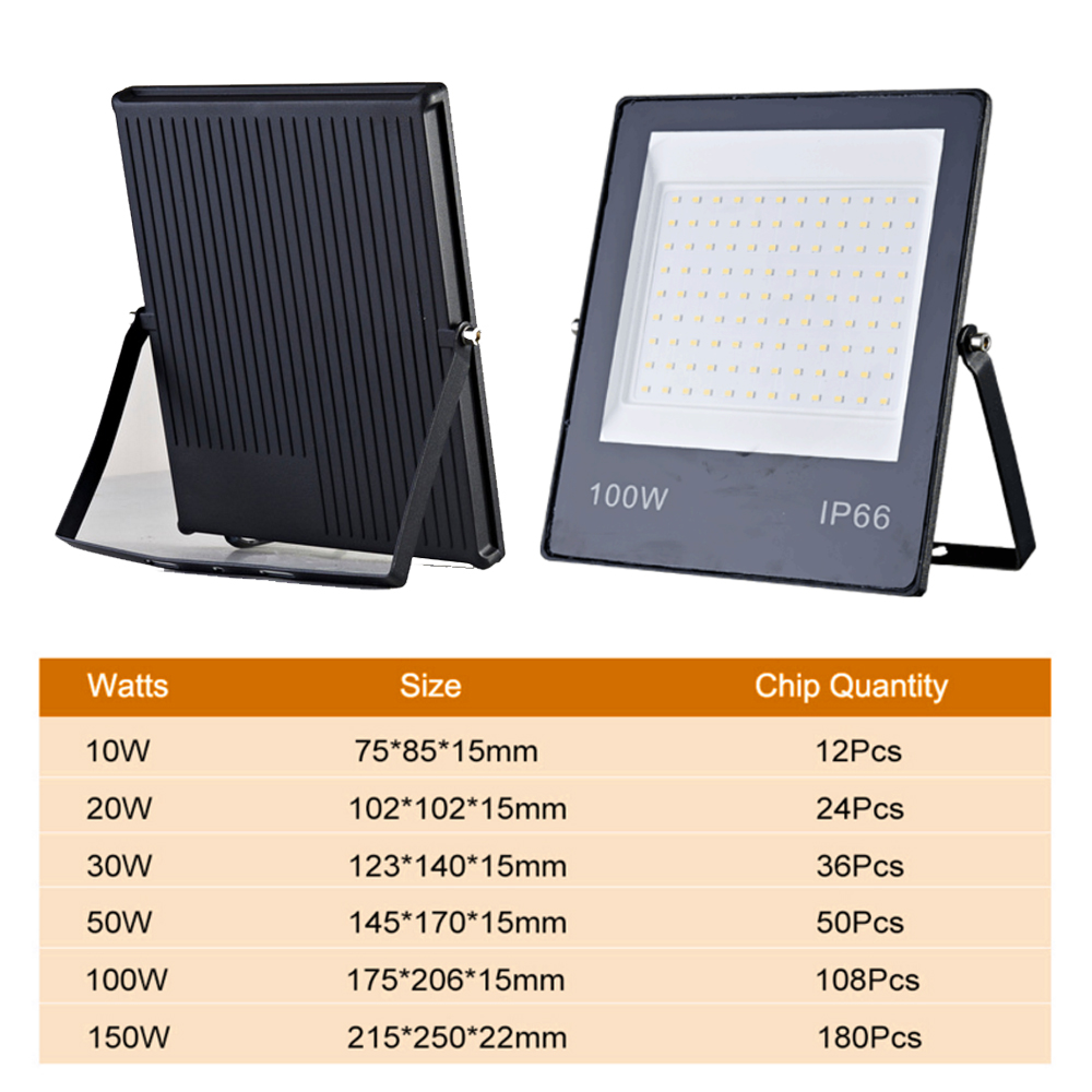 LED FloodLight IP67 Waterproof 10W 20W 30W 50W 100W 150W Outdoor Garden Projector Lighting Spotlight AC165-265V Wall Flood Light