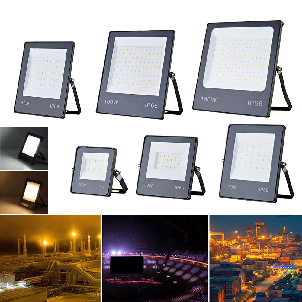 LED FloodLight IP67 Waterproof 10W 20W 30W 50W 100W 150W Outdoor Garden Projector Lighting Spotlight AC165-265V Wall Flood Light