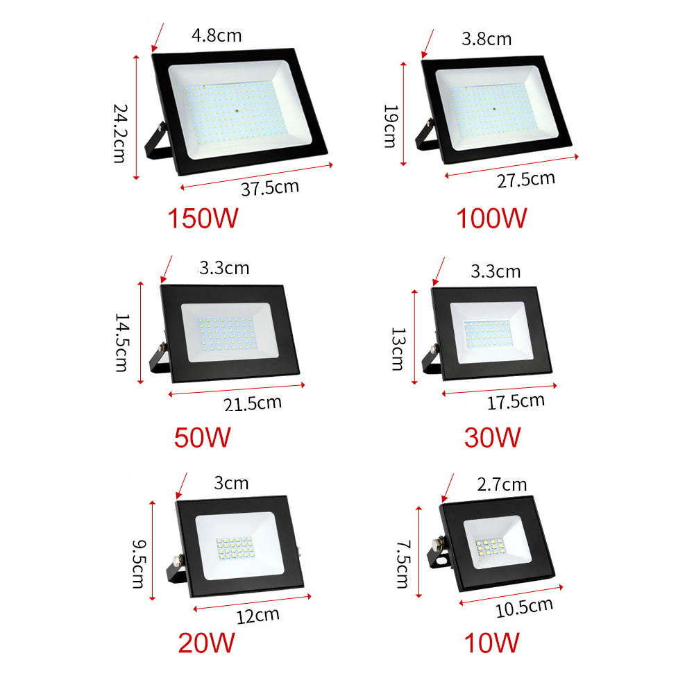 LED Floodlight IP66 Waterproof Led Reflector Wall Spotlight 150W 100W 50W 30W 20W 10W Ultra Thin Outdoor Flood Light Garden Lamp