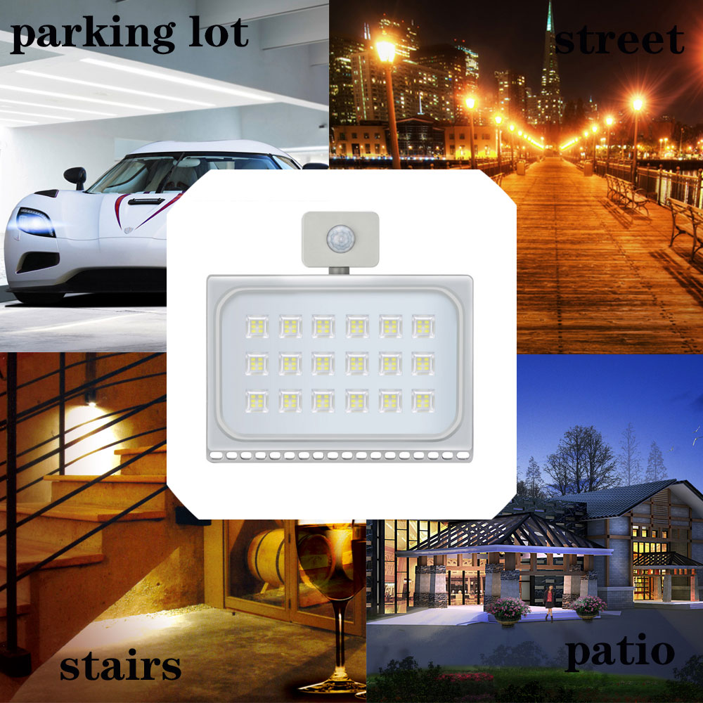 220V Sensor LED Flood Light Ultrathin Solar Lamp IP65 Waterproof Outdoor Garden Wall Street Light 10W 20W 30W 50W 100W Foco Led