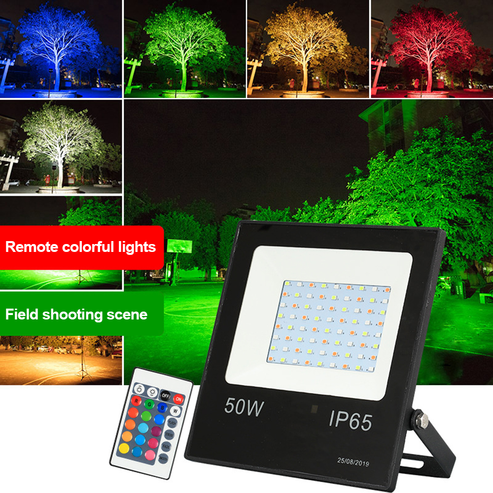 220V RGB Led Floodlight 10W 30W 50W Outdoor Wall Washer Lamp Reflector IP68 Waterproof Garden Lighting RGB Spotlight with Remote