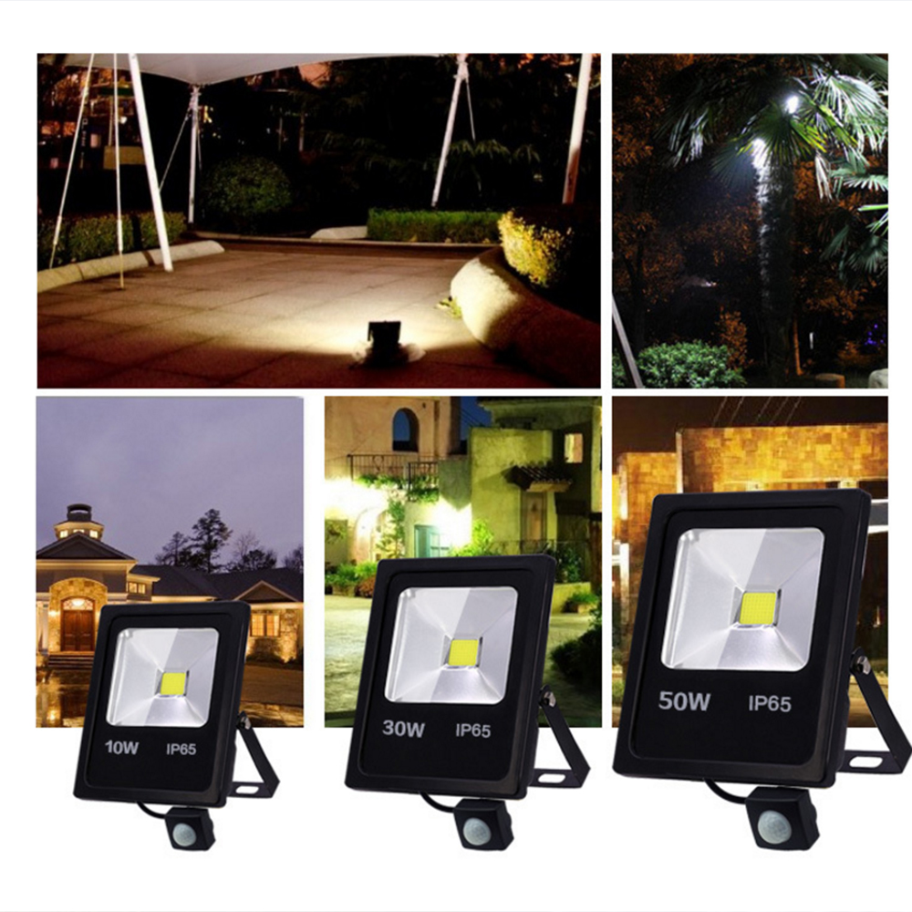 10W 30W 50W LED Flood Light 220V 240V PIR Motion Sensor LED Spotlight IP65 Waterproof Outdoor Floodlight for Garden Street Light