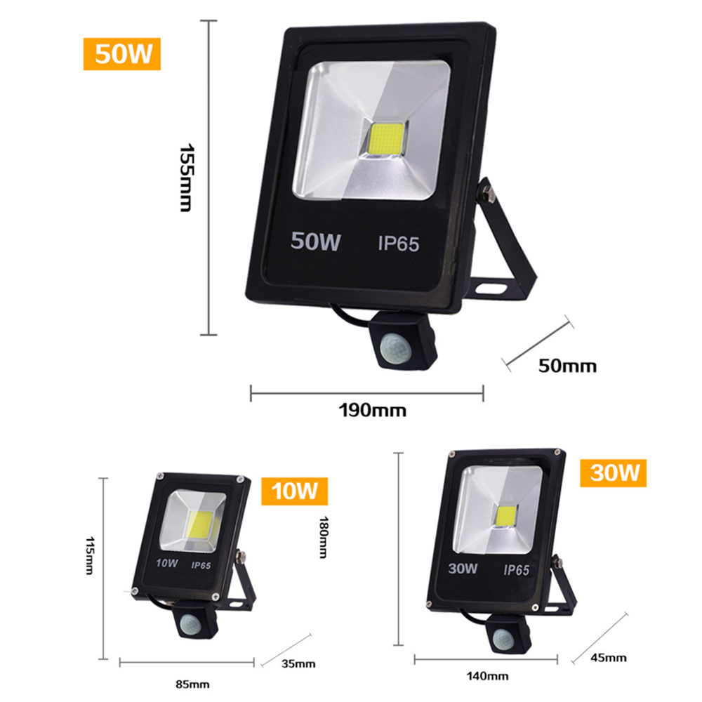 10W 30W 50W LED Flood Light 220V 240V PIR Motion Sensor LED Spotlight IP65 Waterproof Outdoor Floodlight for Garden Street Light