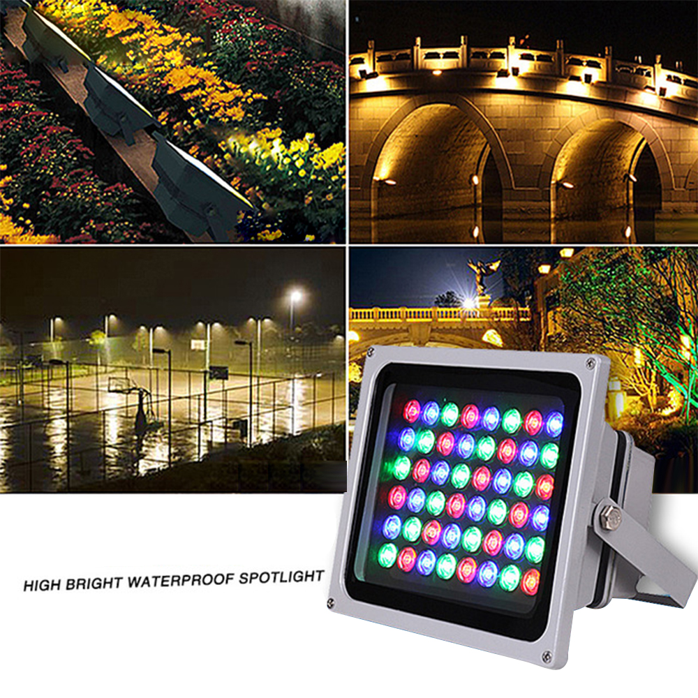 LED RGB Floodlight 20W 30W 50W 100W In Ground Lamp AC 110V 220V IP65 Waterproof Reflector Led Spotlight Outdoor RGB Flood Light