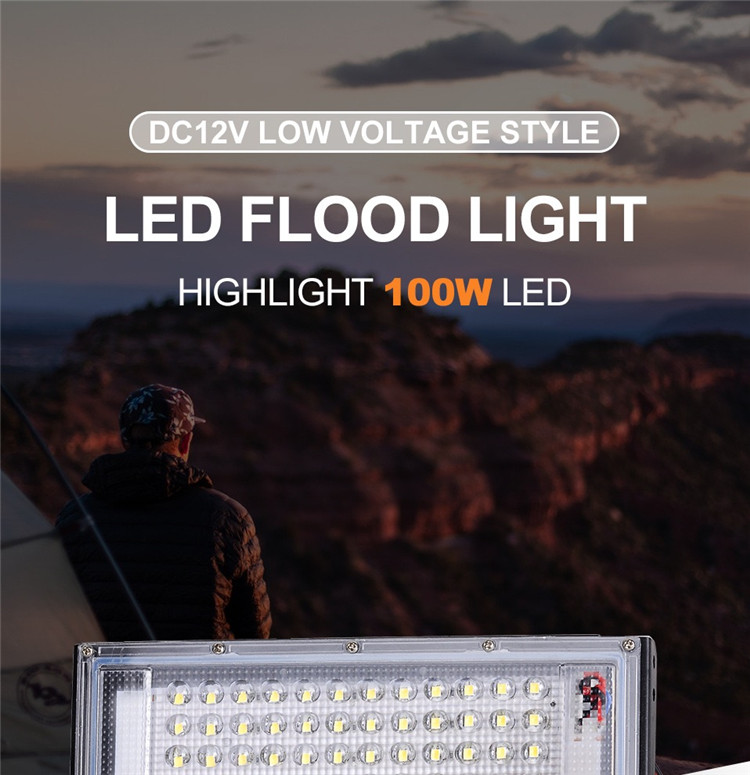 100W LED flood light DC 12V outdoor travel searchlight spotlight IP65 waterproof projector street light landscape lighting