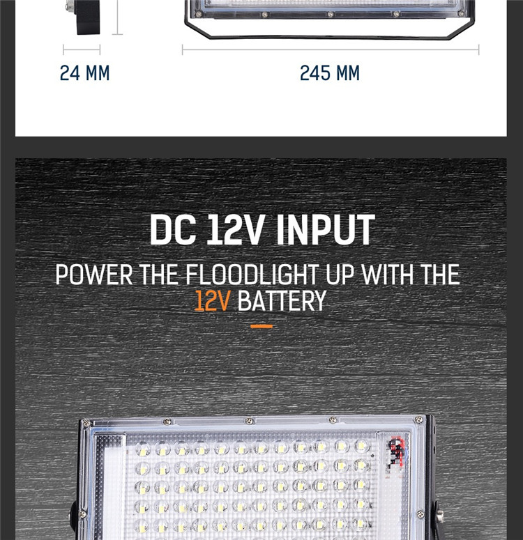 100W LED flood light DC 12V outdoor travel searchlight spotlight IP65 waterproof projector street light landscape lighting