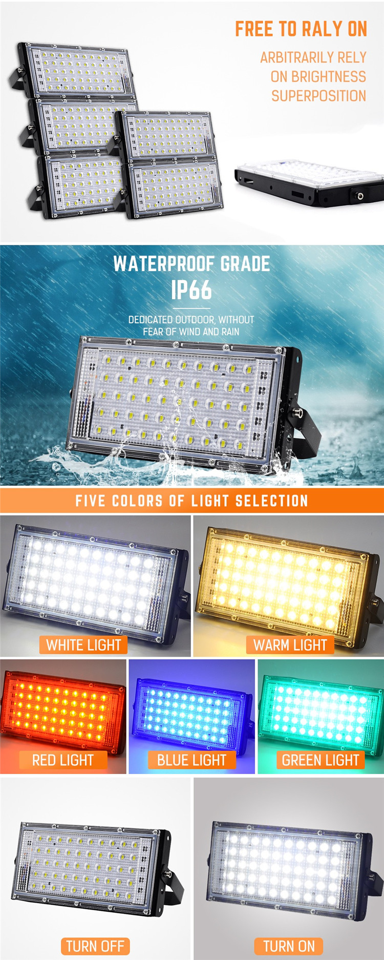 50W LED flood light AC 220V 230V 240V outdoor searchlight spotlight IP65 waterproof projector street lamp landscape lighting