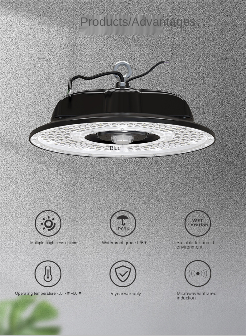 UFO Floodlight High Bay Light 100W High Brightness Circular Lighting Waterproof Ceiling Stadium Lighting LED Street Light