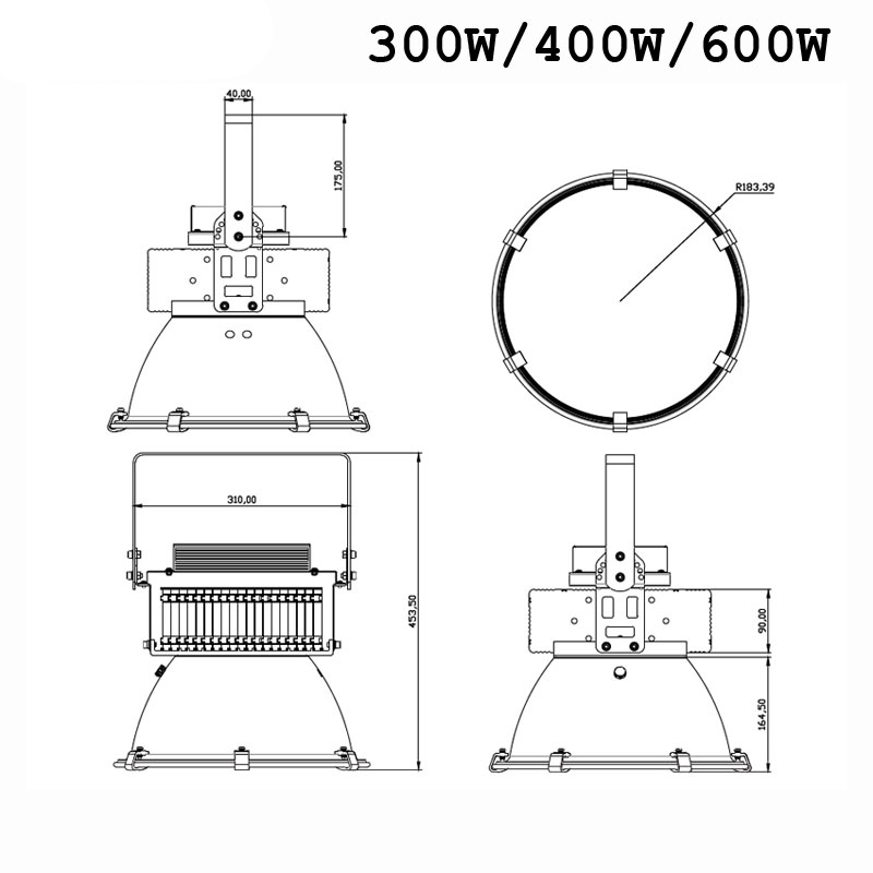 200W 300W 400W 500W 600W led high bay light sport Stadium Airport waterproof Flood light workshop warehouse lamp IP65