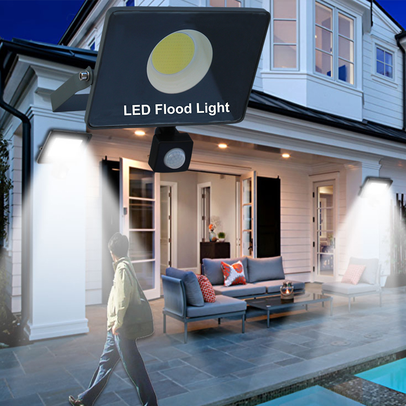 LED induction lamp 30W 50W 100W Flood light PIR motion sensor indoor and outdoor lighting decorative lighting home street garden