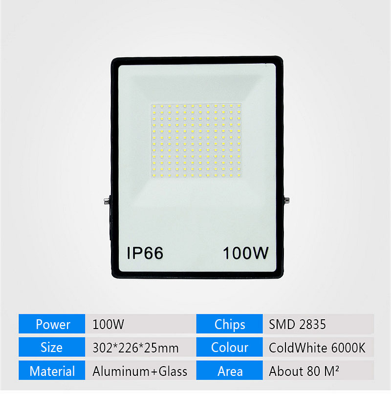 LED Floodlight 50W 30W 20W 10W Ultra Thin White Reflector ipad Flood Light Spotlight Outdoor 230V Outdoor IP66 Waterproof