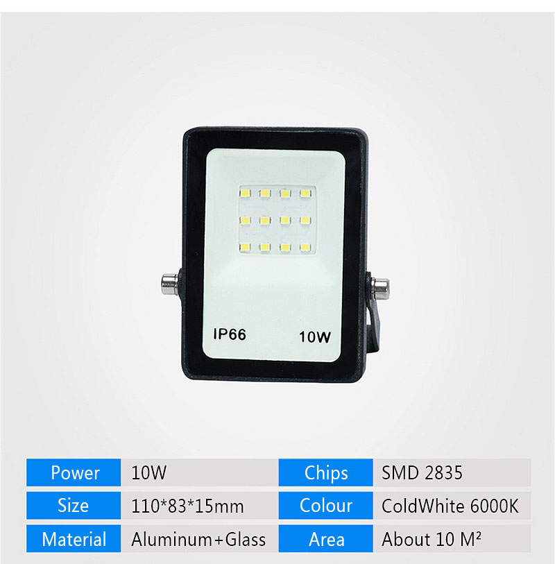 LED Floodlight 50W 30W 20W 10W Ultra Thin White Reflector ipad Flood Light Spotlight Outdoor 230V Outdoor IP66 Waterproof