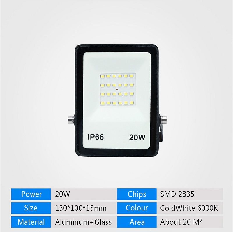 LED Floodlight 50W 30W 20W 10W Ultra Thin White Reflector ipad Flood Light Spotlight Outdoor 230V Outdoor IP66 Waterproof