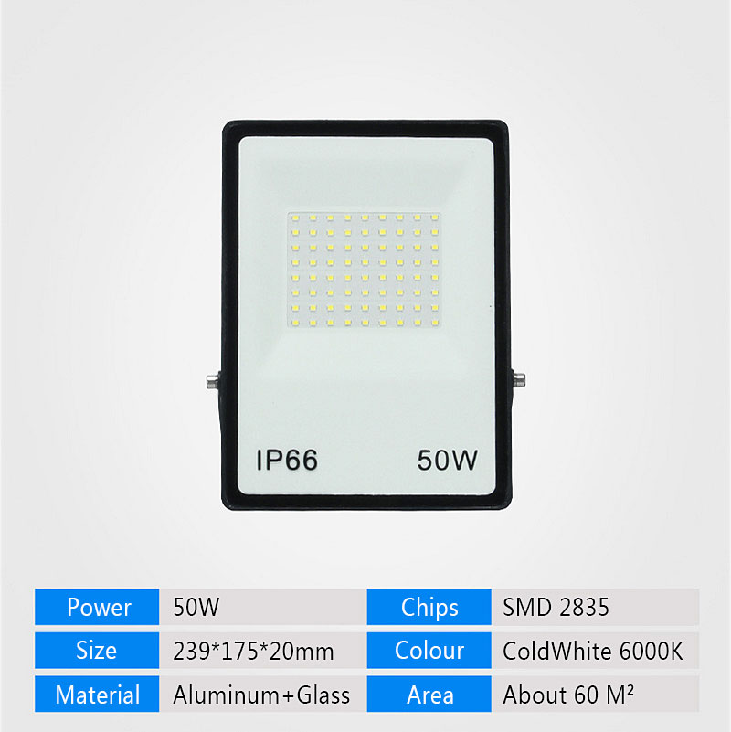 LED Floodlight 50W 30W 20W 10W Ultra Thin White Reflector ipad Flood Light Spotlight Outdoor 230V Outdoor IP66 Waterproof