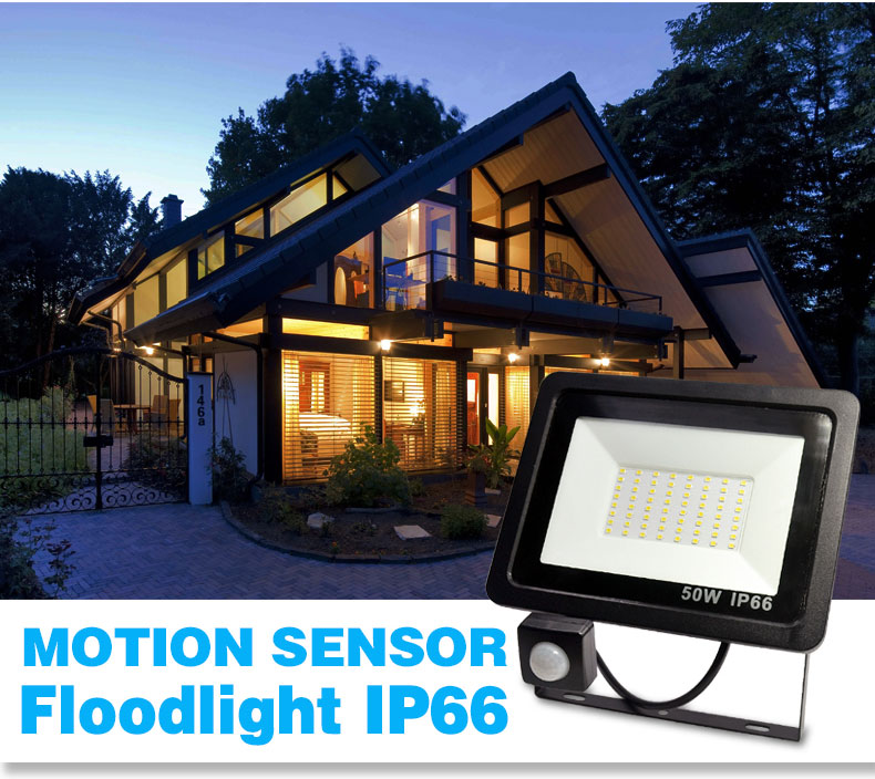 10W 20W 30W 50W 100W Led Flood Light With Adjustable PIR Sensor SMD 2835 Floodlights Outdoor Lighting For Street Square