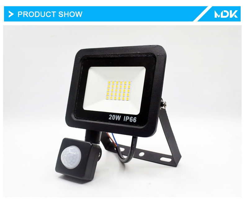 10W 20W 30W 50W 100W Led Flood Light With Adjustable PIR Sensor SMD 2835 Floodlights Outdoor Lighting For Street Square