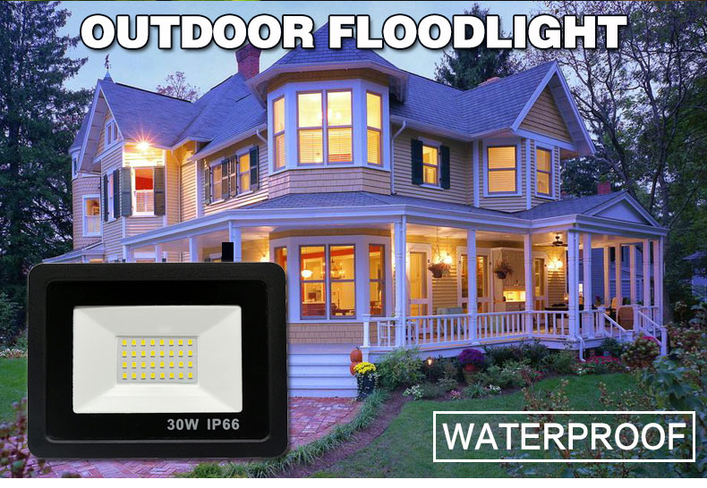 LED Floodlight 30W Ultra Thin Led Flood Light Spotlight Outdoor 220V 230V IP66 OutdoorWall Lamp Flood Light