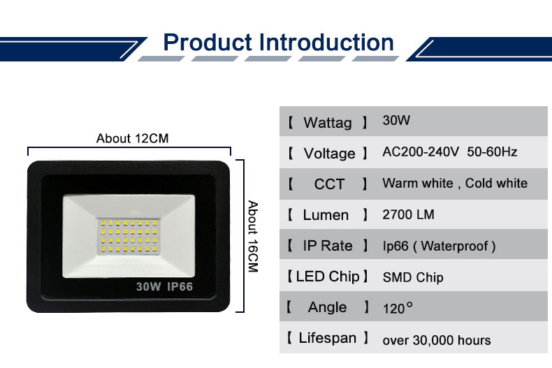 LED Floodlight 30W Ultra Thin Led Flood Light Spotlight Outdoor 220V 230V IP66 OutdoorWall Lamp Flood Light