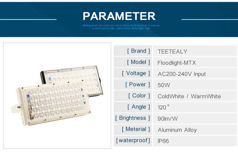 Led Flood Light Outdoor Spotlight Reflector Floodlight 50W Wall Washer Lamp IP66 Waterproof Garden 220V SMD Lighting