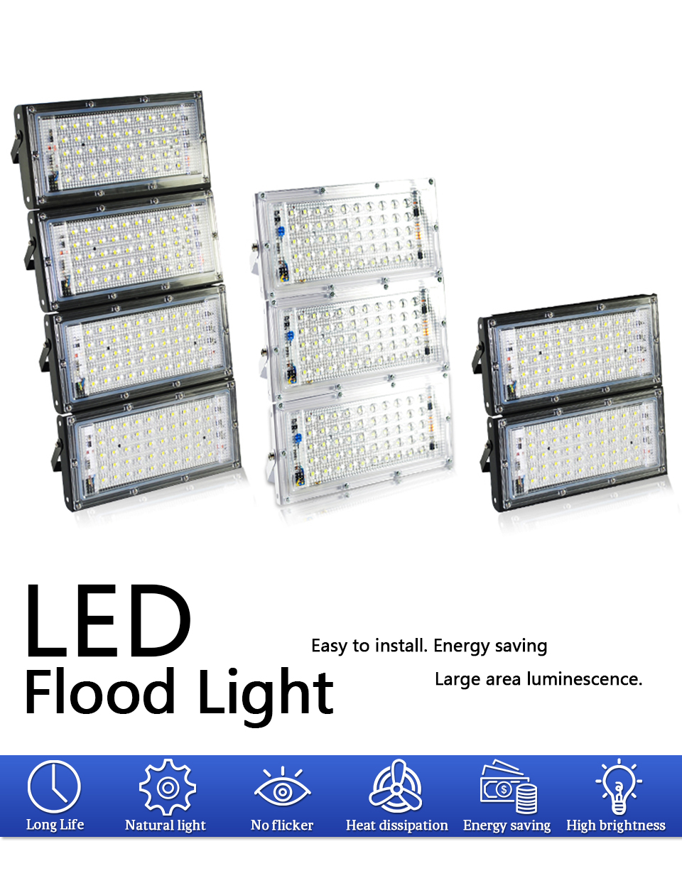 10pcs LED Flood Light 50W led Floodlight 2835 SMD 220V 240V LED street Lamp waterproof IP65 outdoor Lighting led cob spotlight