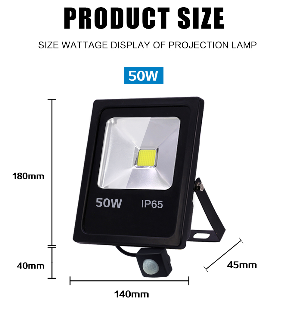 Motion Sensor Led Flood Light 220V 50W 30W 10W Outdoor LED Spotlight Floodlight Wall Lamp Reflector IP65 Waterproof Lighting