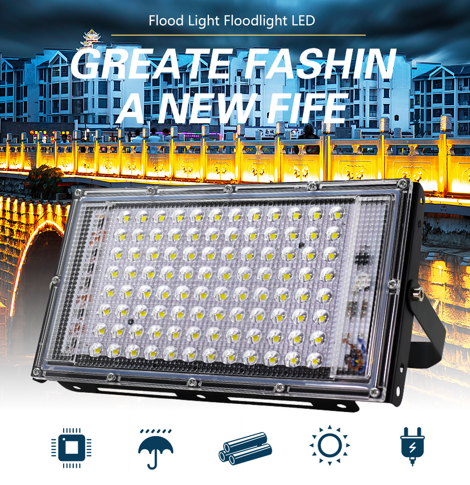 Flood Light LED Street Lamp Outdoor Spotlight Garden Lighting 100W AC 220V 240V Focus Spot Light LED Floodlight Projector