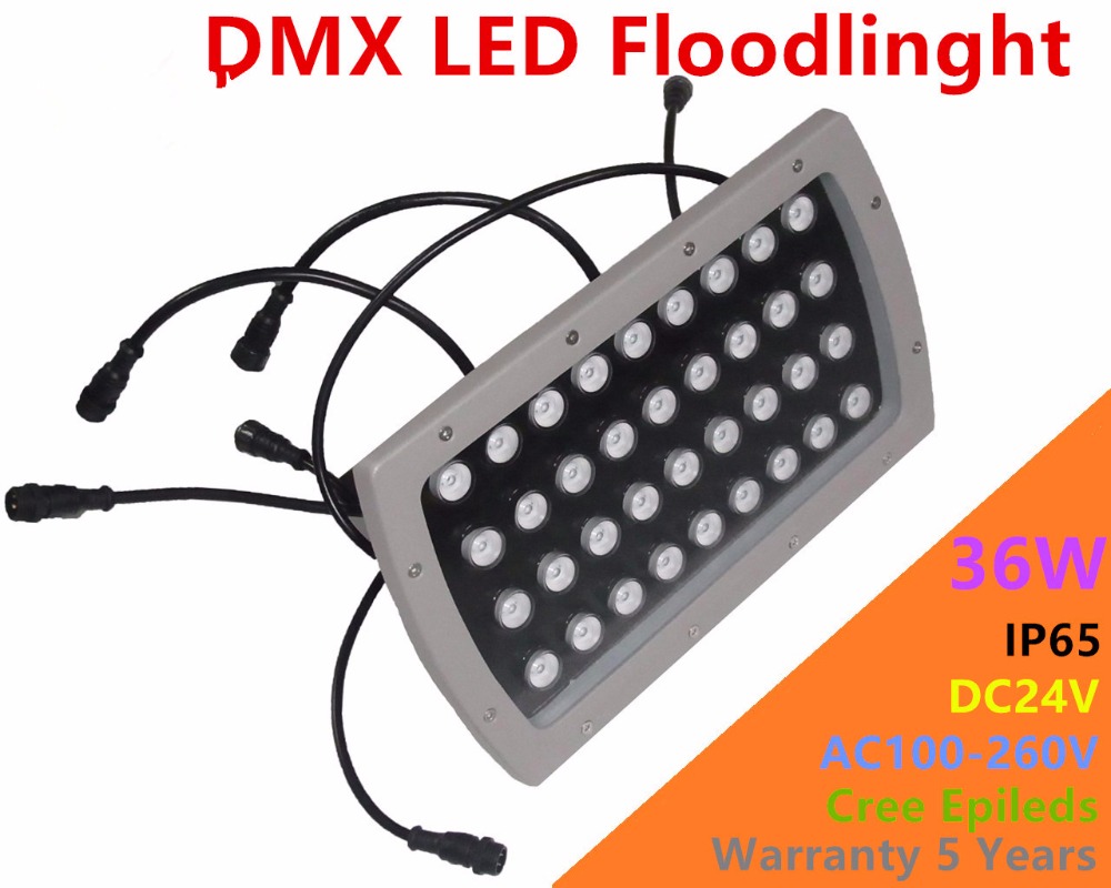 DC24V DMX512 Controlled 36*1W LED Flood Lights RGB Change Color Outdoor used;IP65 rated;size:L330*W200*H110MM