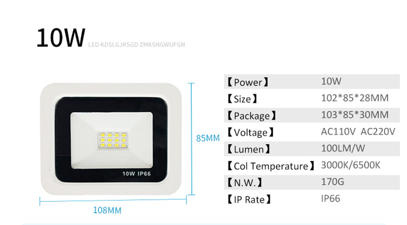 10W 20W 30W 50W 100W LED Flood Light IP66 Waterproof Spotlight Lighting Projector Reflector Wall Lamp Garden Square Floodlight