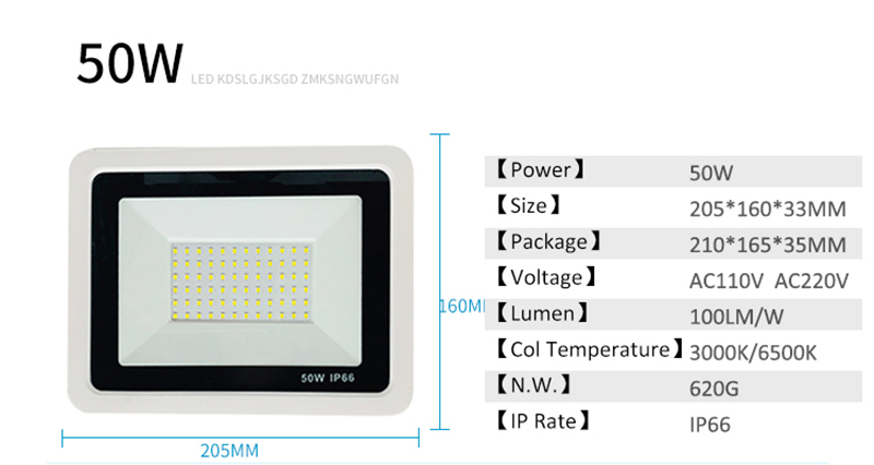 10W 20W 30W 50W 100W LED Flood Light IP66 Waterproof Spotlight Lighting Projector Reflector Wall Lamp Garden Square Floodlight