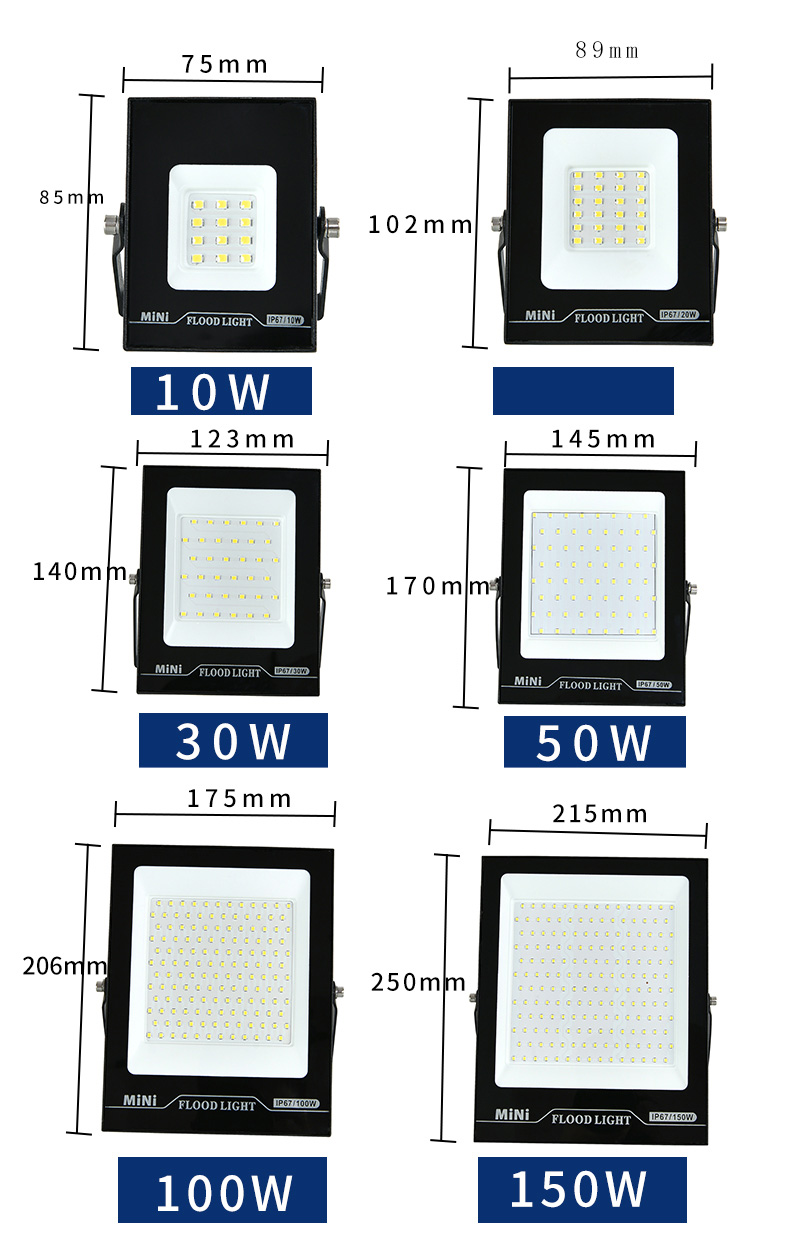 Flood Light LED Outdoor Exterior Projector Lamp 10W 20W 30W 50W 100W 150W For Garden Fence Street Garage Spotlights