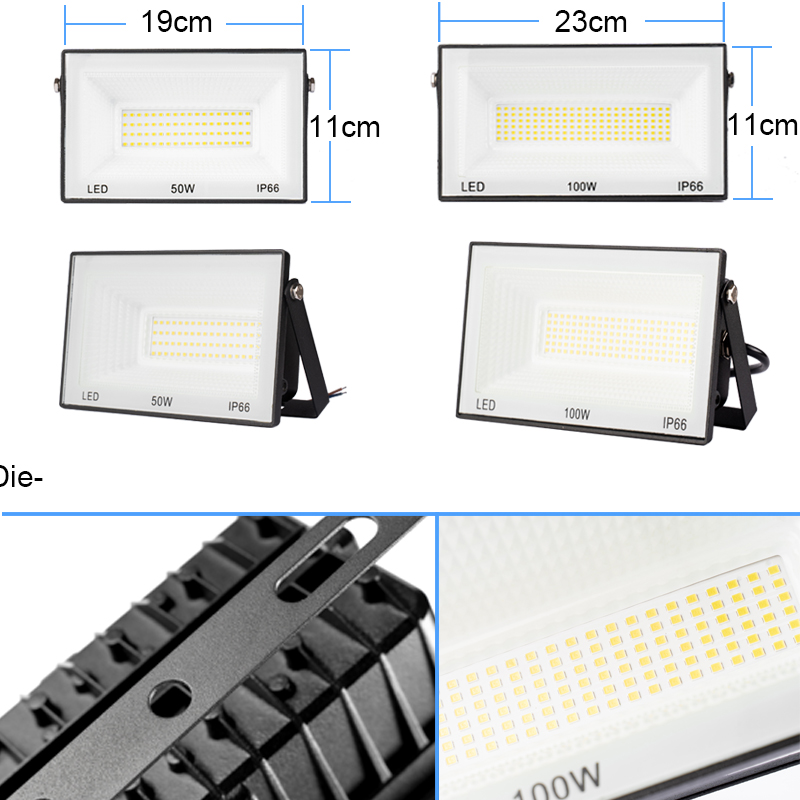 Waterproof Flood Light AC 220V IP65 50W 100W Projector LED Reflector Spotlight Street Garage Garden Outdoor Lamp